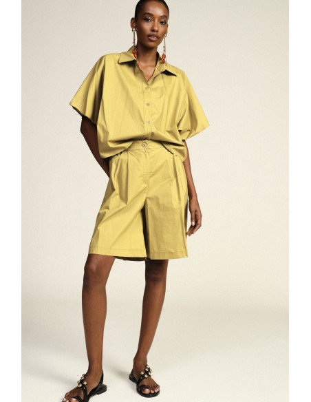 Dixie short met hoge taille, plooien en zijzakken
