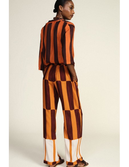 Dixie palazzo-broek met brede strepen en hoge taille