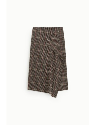 Dixie Midi-rok met hoge taille en pied-de-poulepatroon