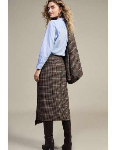 Dixie Midi-rok met hoge taille en pied-de-poulepatroon