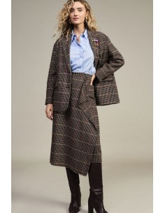 Dixie Midi-rok met hoge taille en pied-de-poulepatroon