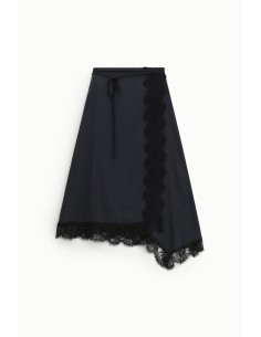 Asymmetrische midi-rok met kanten rand Dixie