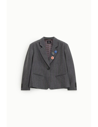 Blazer met knopen en decoratieve spelden, gestreept dessin Dixie