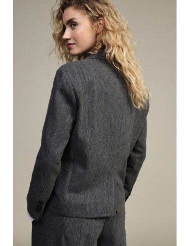Blazer met knopen en decoratieve spelden, gestreept dessin Dixie