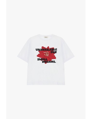 Dixie T-shirt met ronde hals, bloemenprint en tekst aan de voorkant