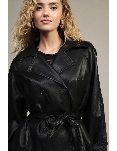 Korte trenchcoat met ceintuur en revers Dixie
