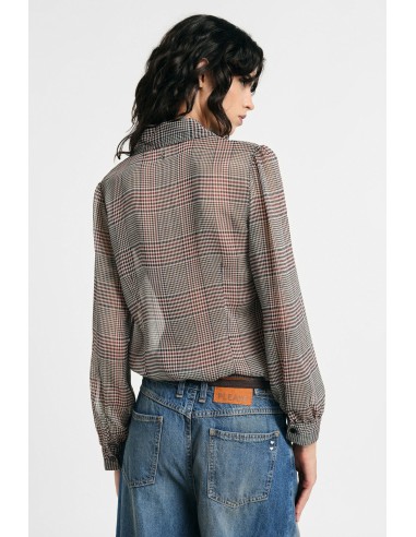 Geruit shirt met ruches en lange mouwen alstublieft
