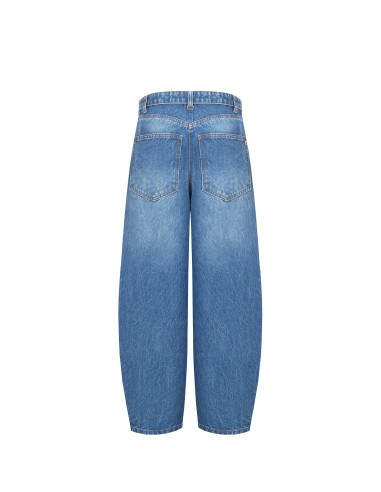 Ballonjeans met een versleten effect en omgeslagen tailleband