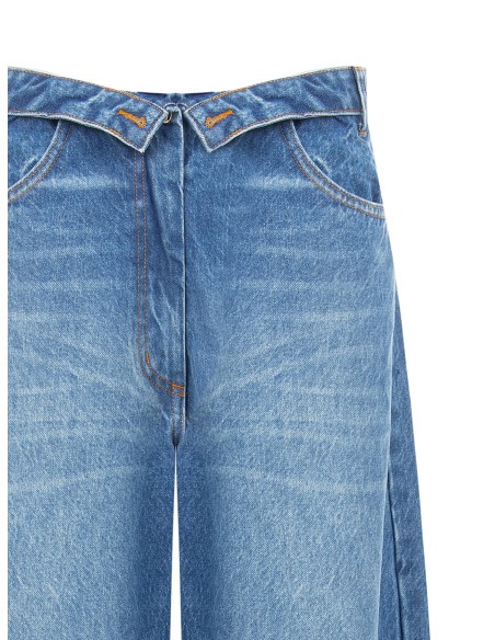 Ballonjeans met een versleten effect en omgeslagen tailleband