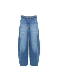 Ballonjeans met een versleten effect en omgeslagen tailleband