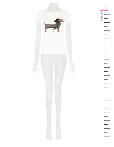 Regular T-shirt van viscosemix met teckelprint en strass-steentjes van Rinascimento