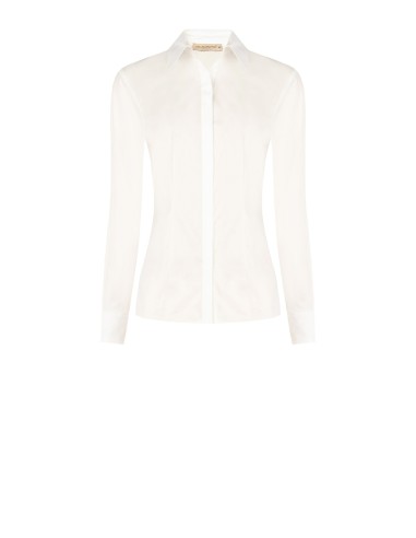 Getailleerde katoenen blouse met verborgen knoopsluiting Rinascimento