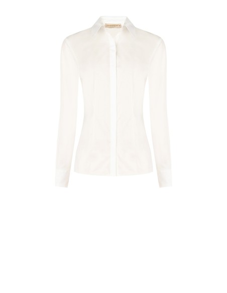 Getailleerde katoenen blouse met verborgen knoopsluiting Rinascimento