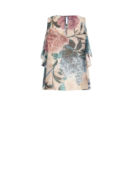 Getailleerde blouse met ruches van gebloemde georgette Rinascimento