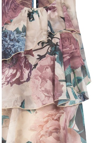 Getailleerde blouse met ruches van gebloemde georgette Rinascimento