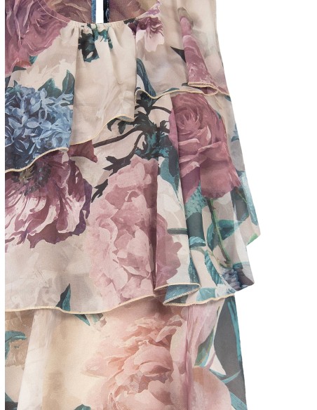 Getailleerde blouse met ruches van gebloemde georgette Rinascimento