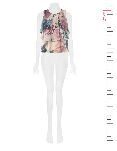 Getailleerde blouse met ruches van gebloemde georgette Rinascimento