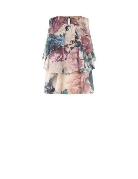 Getailleerde blouse met ruches van gebloemde georgette Rinascimento