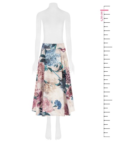 Lange rok van duchess-satijn met bloemenprint en zakken van Rinascimento