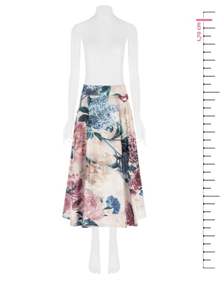 Lange rok van duchess-satijn met bloemenprint en zakken van Rinascimento