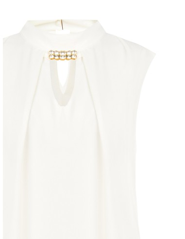 Mouwloze blouse met hoge hals en juweeldetail van Rinascimento