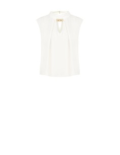 Mouwloze blouse met hoge hals en juweeldetail van Rinascimento