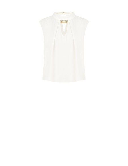 Mouwloze blouse met hoge hals en juweeldetail van Rinascimento