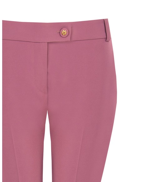 Rechte broek van technische stof met knoop met Rinascimento-logo