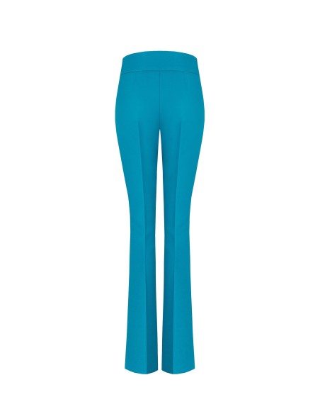 Rinascimento broek met wijde pijpen van technische stof en een tailleband