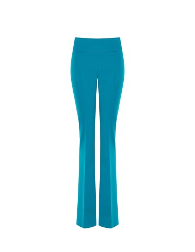 Rinascimento broek met wijde pijpen van technische stof en een tailleband