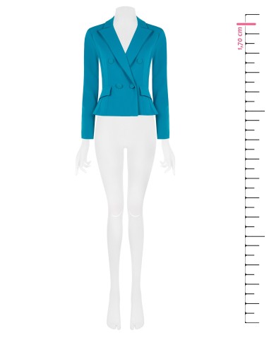 Getailleerde korte blazer met dubbele rij knopen van scuba-crêpe met bijpassende knopen van Rinascimento