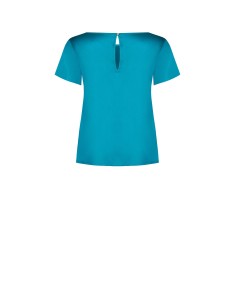Vloeiende satijnen blouse met korte mouwen en ronde hals van Rinascimento 2