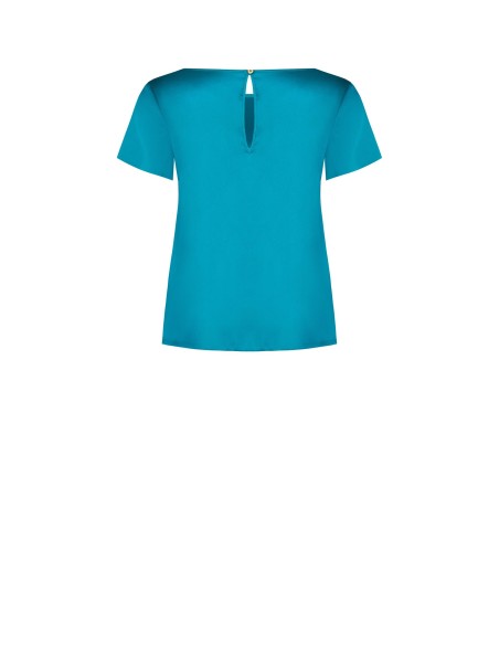 Vloeiende satijnen blouse met korte mouwen en ronde hals van Rinascimento