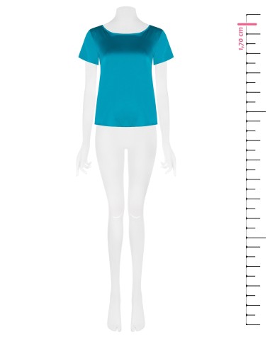 Vloeiende satijnen blouse met korte mouwen en ronde hals van Rinascimento