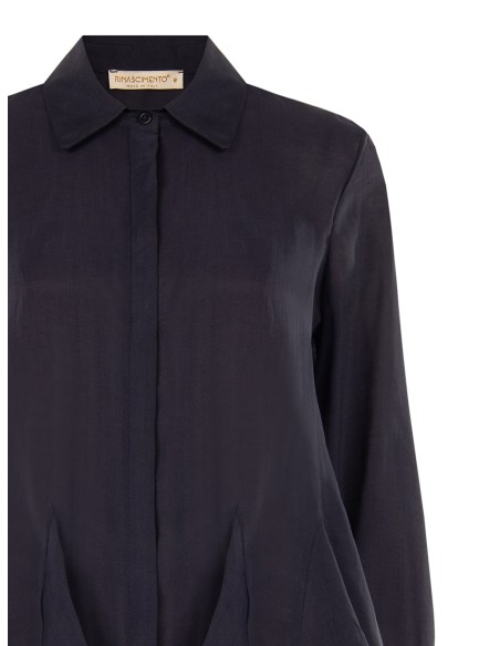Vloeiende blouse van lyocell met volantzoom en verborgen knopen Rinascimento