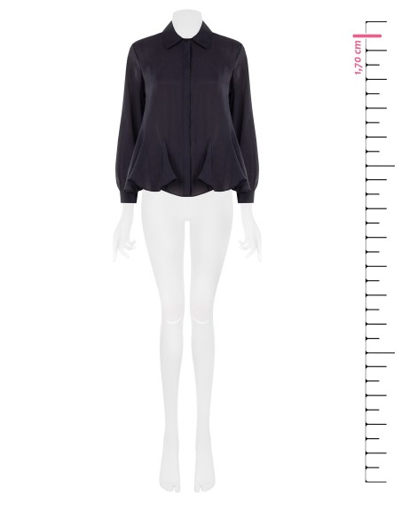 Vloeiende blouse van lyocell met volantzoom en verborgen knopen Rinascimento