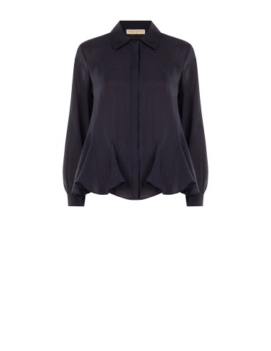 Vloeiende blouse van lyocell met volantzoom en verborgen knopen Rinascimento