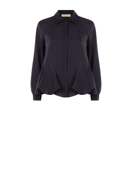 Vloeiende blouse van lyocell met volantzoom en verborgen knopen Rinascimento