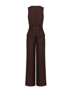Jumpsuit van cadystof met tweedeligeffect, bijpassende stevige riem en gesp met RR Rinascimento-logo 2