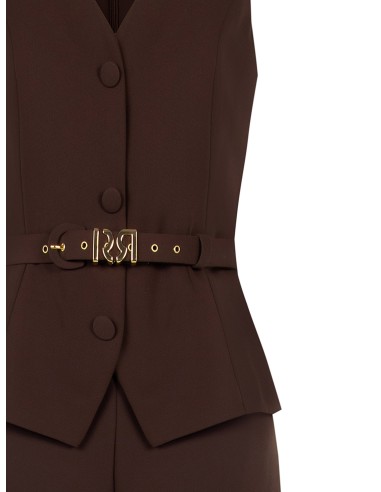 Jumpsuit van cadystof met tweedeligeffect, bijpassende stevige riem en gesp met RR Rinascimento-logo