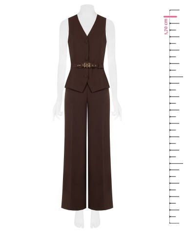 Jumpsuit van cadystof met tweedeligeffect, bijpassende stevige riem en gesp met RR Rinascimento-logo
