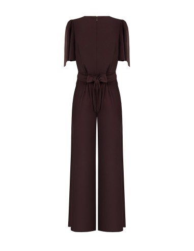 Palazzo-jumpsuit van cadistof met een gekruiste V-hals van Rinascimento