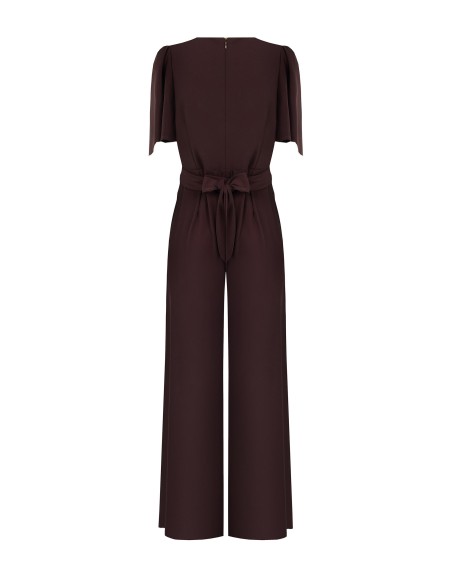 Palazzo-jumpsuit van cadistof met een gekruiste V-hals van Rinascimento