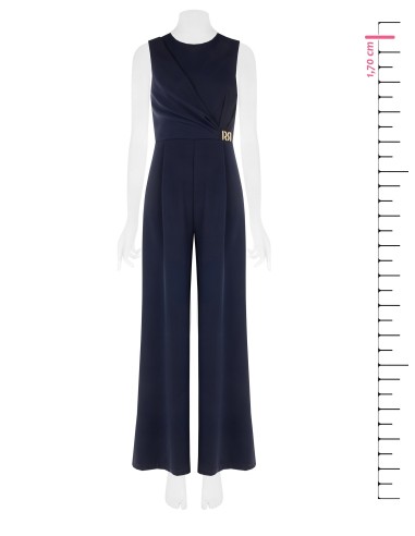 Palazzo-jumpsuit van cadistof met gouden RR-detail van metaal Rinascimento