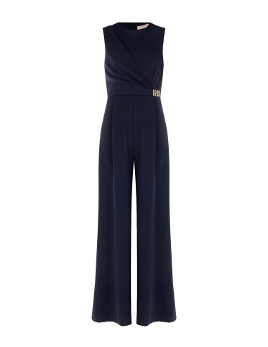 Palazzo-jumpsuit van cadistof met gouden RR-detail van metaal Rinascimento