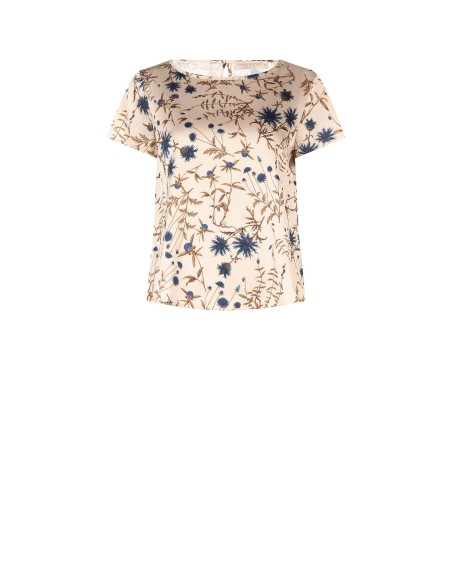 Ruime en soepel vallende satijnen blouse met bloemenprint van Rinascimento
