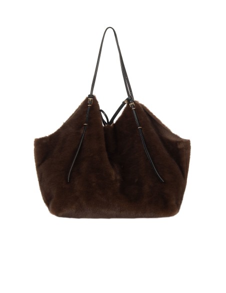 Maxi-shopper van gevlekte imitatiebont met binnenpochette Rinascimento