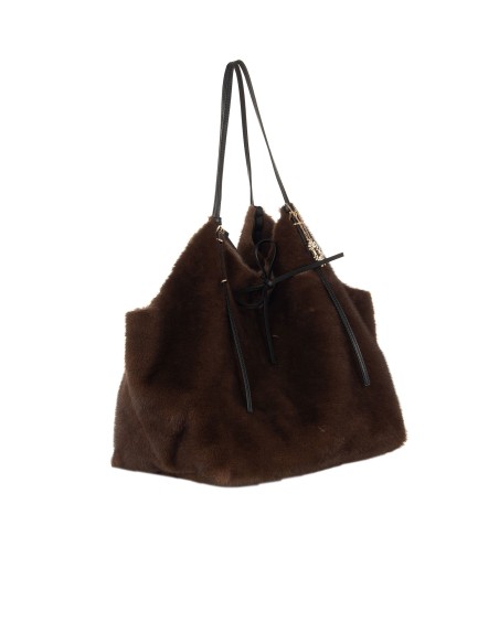 Maxi-shopper van gevlekte imitatiebont met binnenpochette Rinascimento