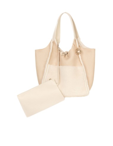 Maxi-shopper van imitatie schapenvacht met binnenpochette Rinascimento