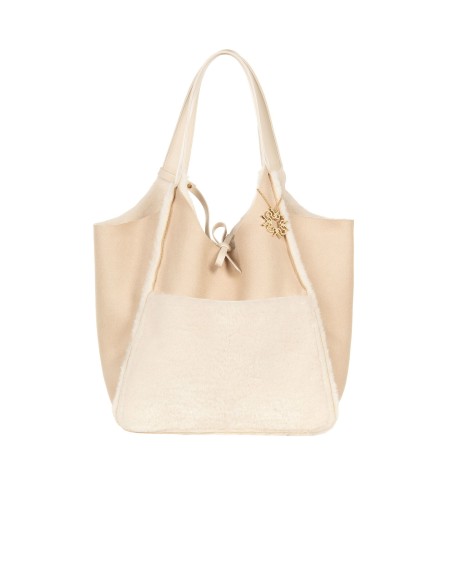 Maxi-shopper van imitatie schapenvacht met binnenpochette Rinascimento